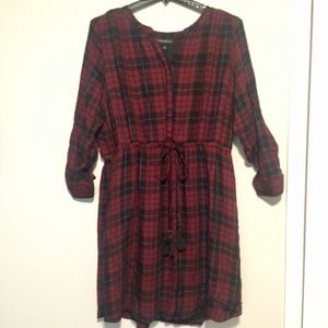 Maroon and Dark Blue Plaid Dress by Lane Bryant